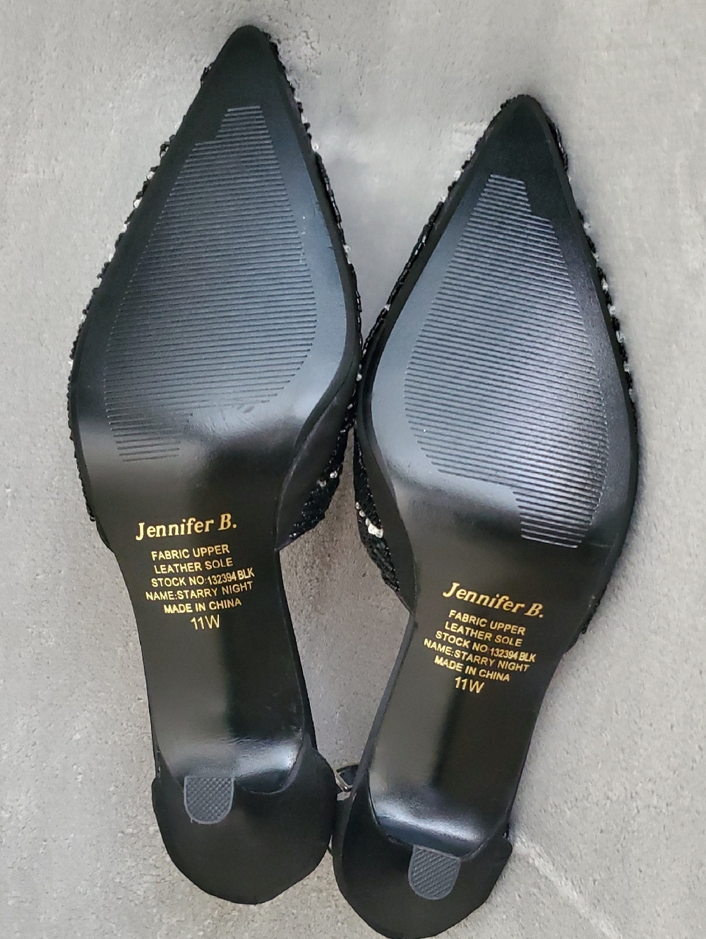 🆕️ JENNIFER B. Black Beaded Rhinestone Pointed Toe Ankle Strap Heels SIZE: 11W - Picture 11 of 12